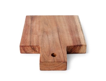 Photo of One wooden cutting board on white background