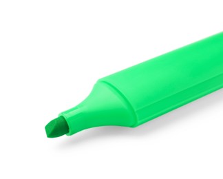 Photo of Bright green marker isolated on white, closeup
