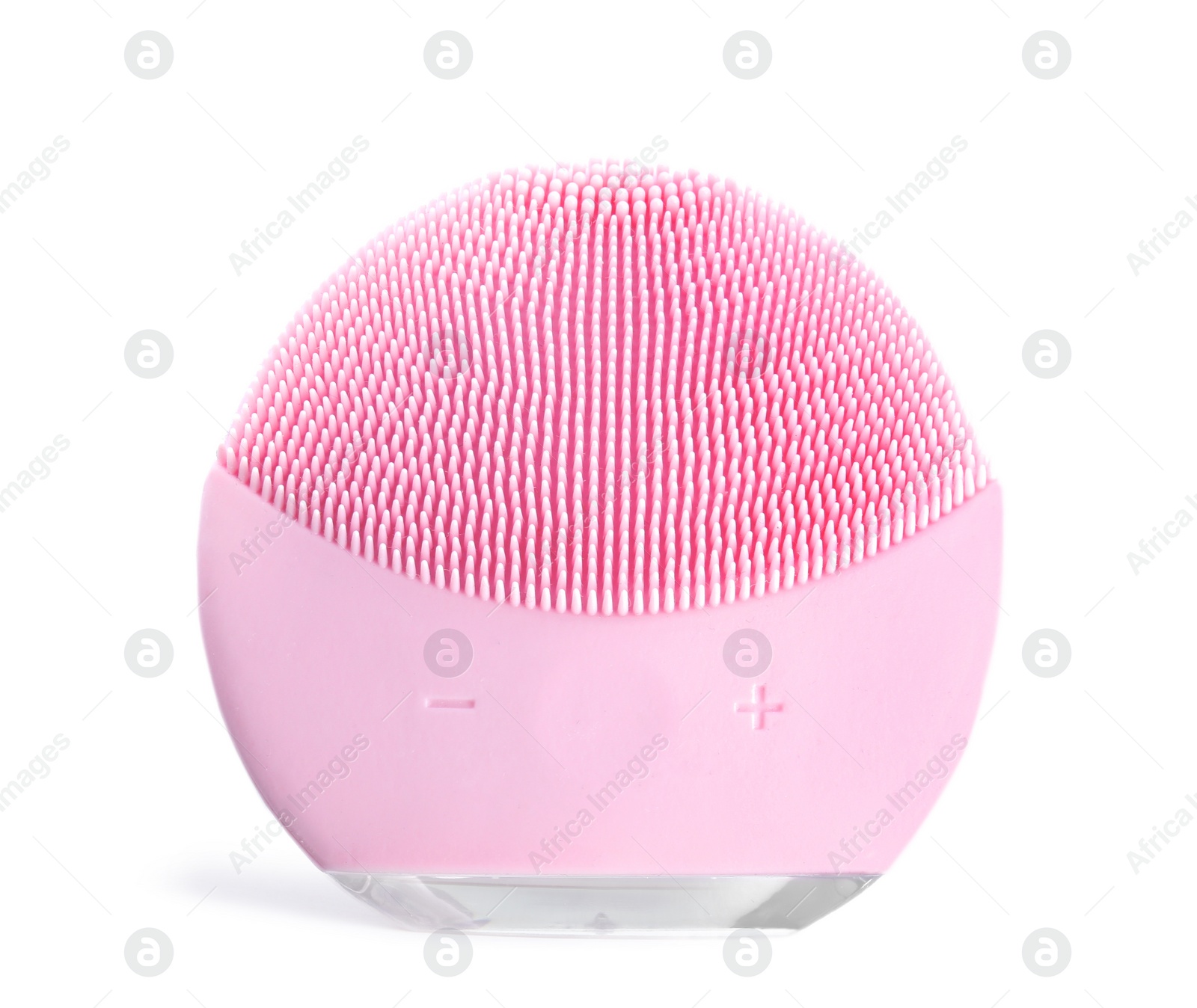 Photo of Modern silicone face cleansing brush isolated on white. Cosmetics tool