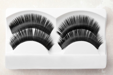 False eyelashes in pack, closeup