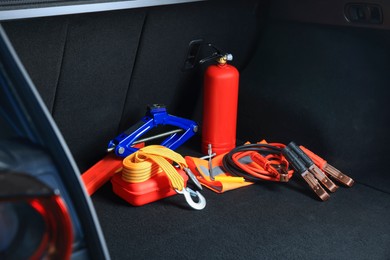 Photo of Set of car safety equipment in trunk