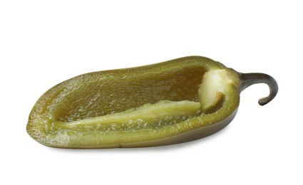 Photo of Half of pickled green jalapeno isolated on white