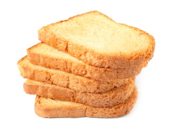 Toasted bread on white background