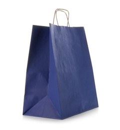 Photo of Mockup of paper shopping bag on white background