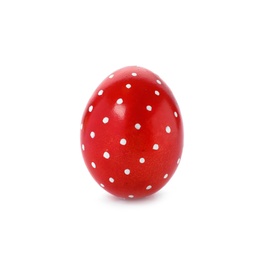 Decorated Easter egg on white background. Festive tradition