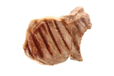 Photo of Delicious grilled meat on white background, top view