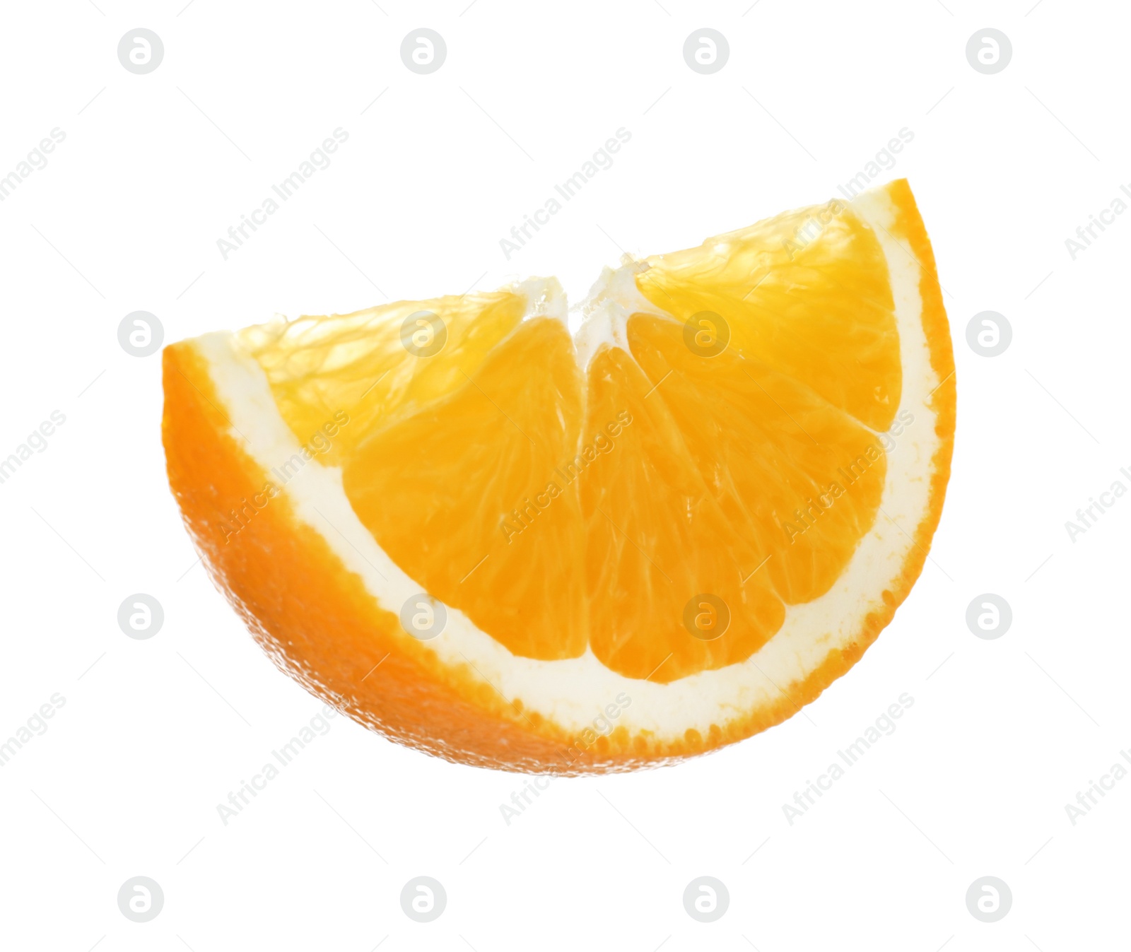 Photo of Slice of ripe orange isolated on white