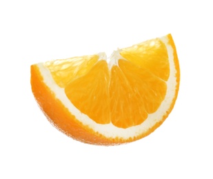 Photo of Slice of ripe orange isolated on white