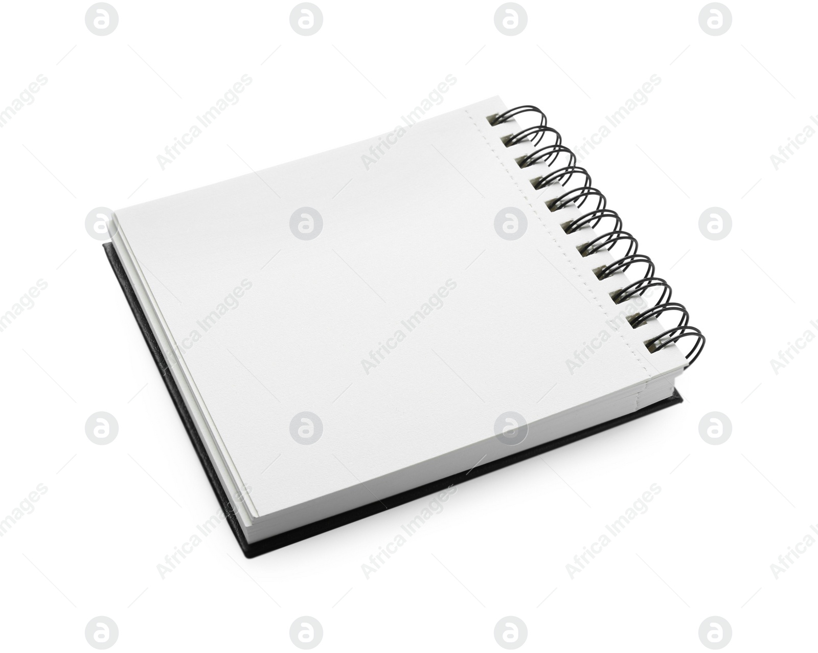 Photo of One notebook with blank pages isolated on white