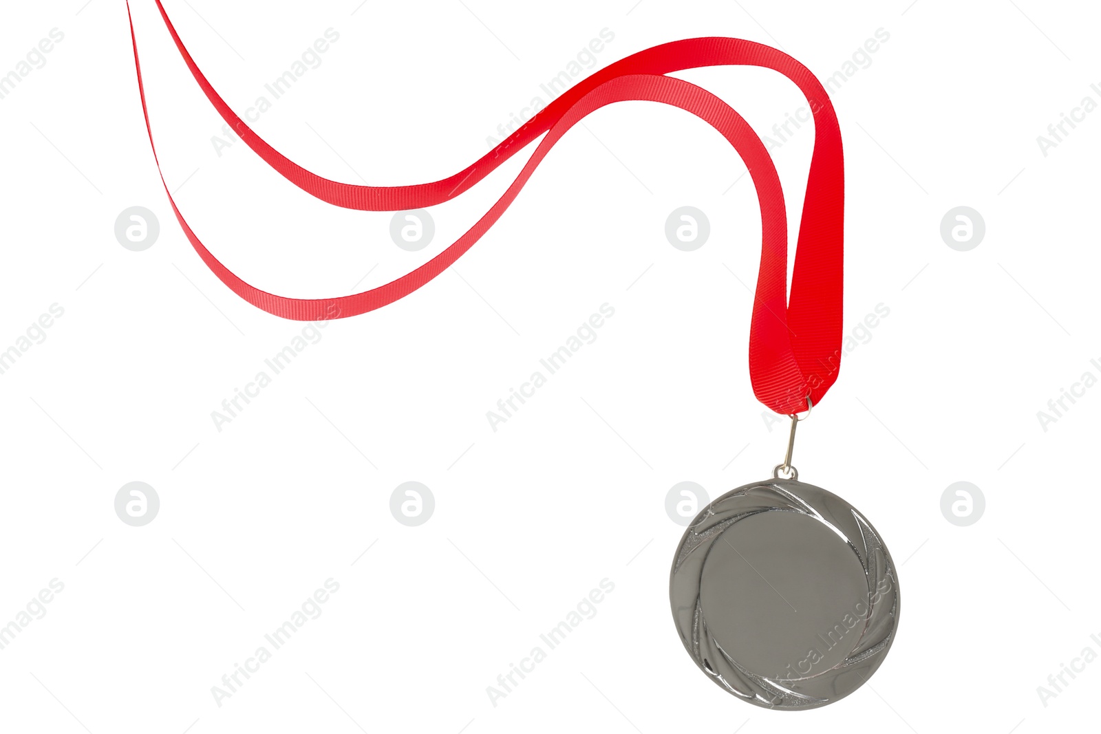 Photo of Silver medal isolated on white. Space for design