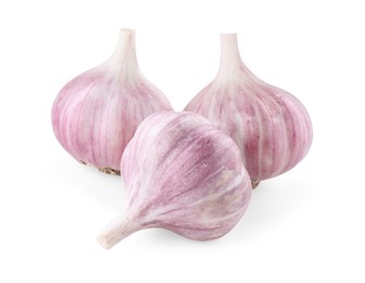 Fresh raw garlic heads isolated on white