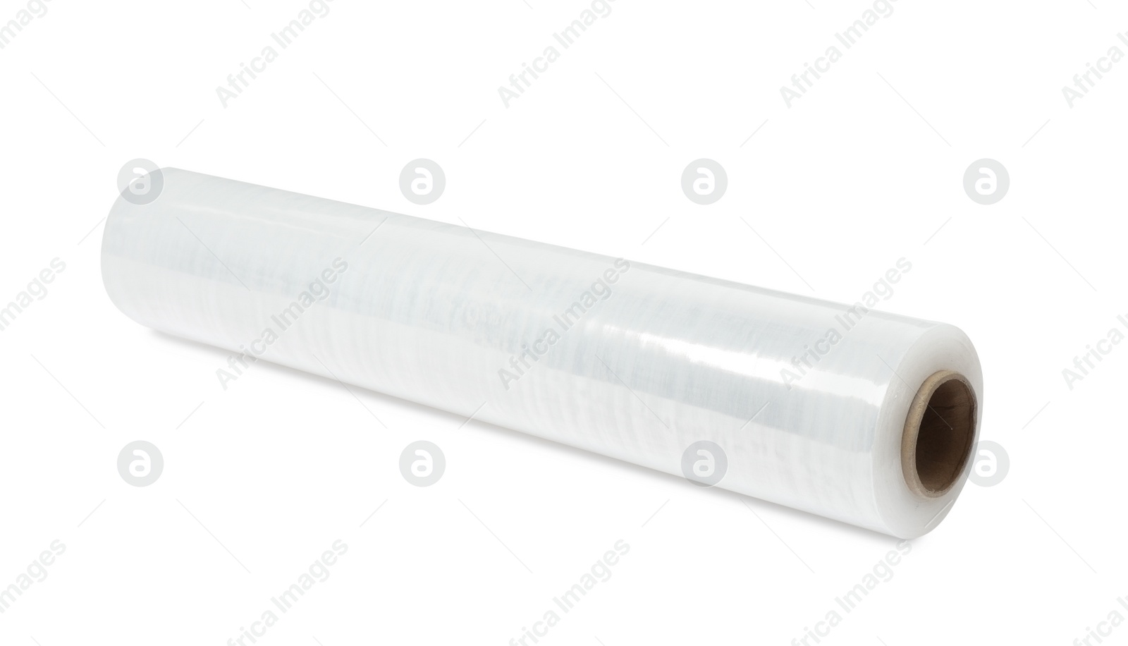 Photo of Roll of plastic stretch wrap film isolated on white