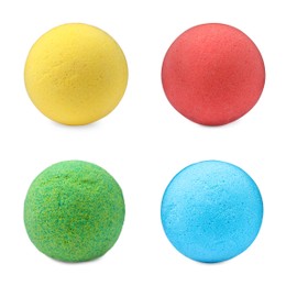 Image of Set with aromatic bath bombs on white background