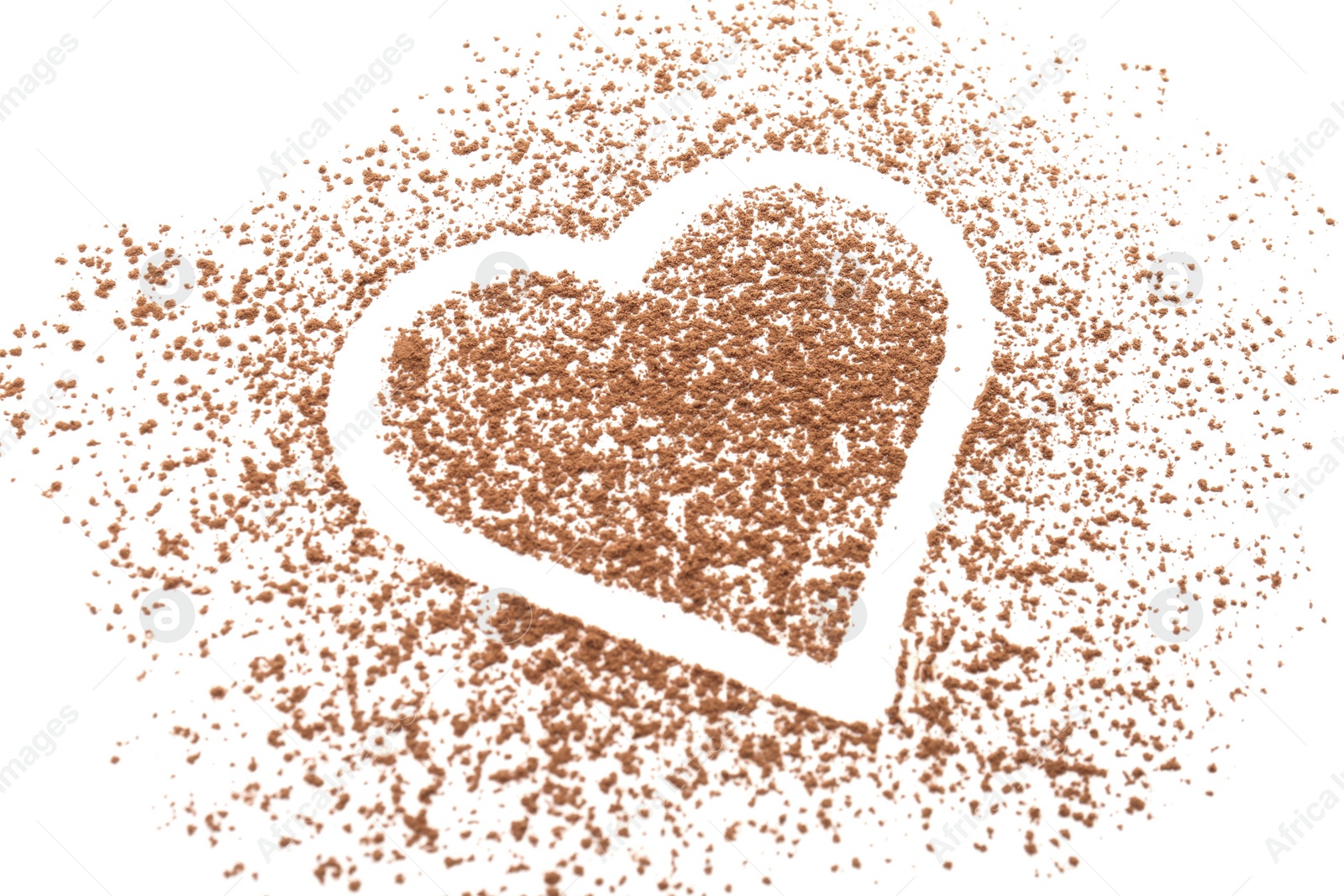 Photo of Composition with cocoa powder on white background