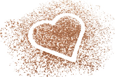 Composition with cocoa powder on white background