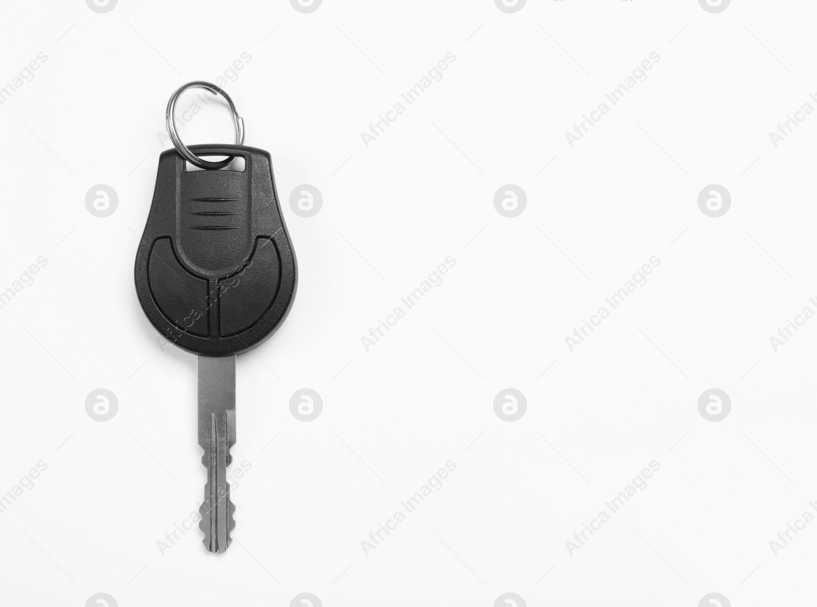 Photo of Car key on white background, top view