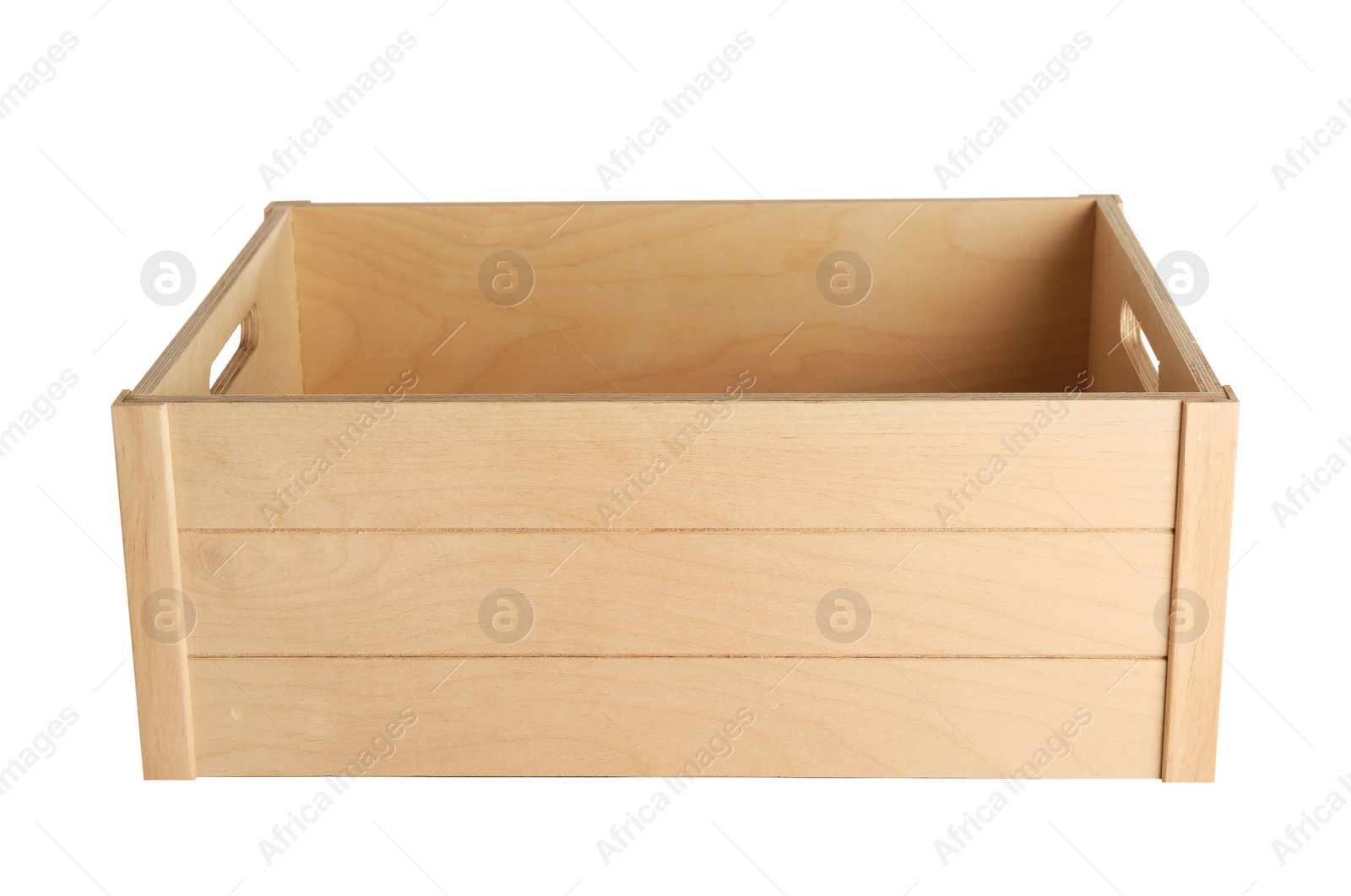 Photo of Wooden crate on white background. Shipping container