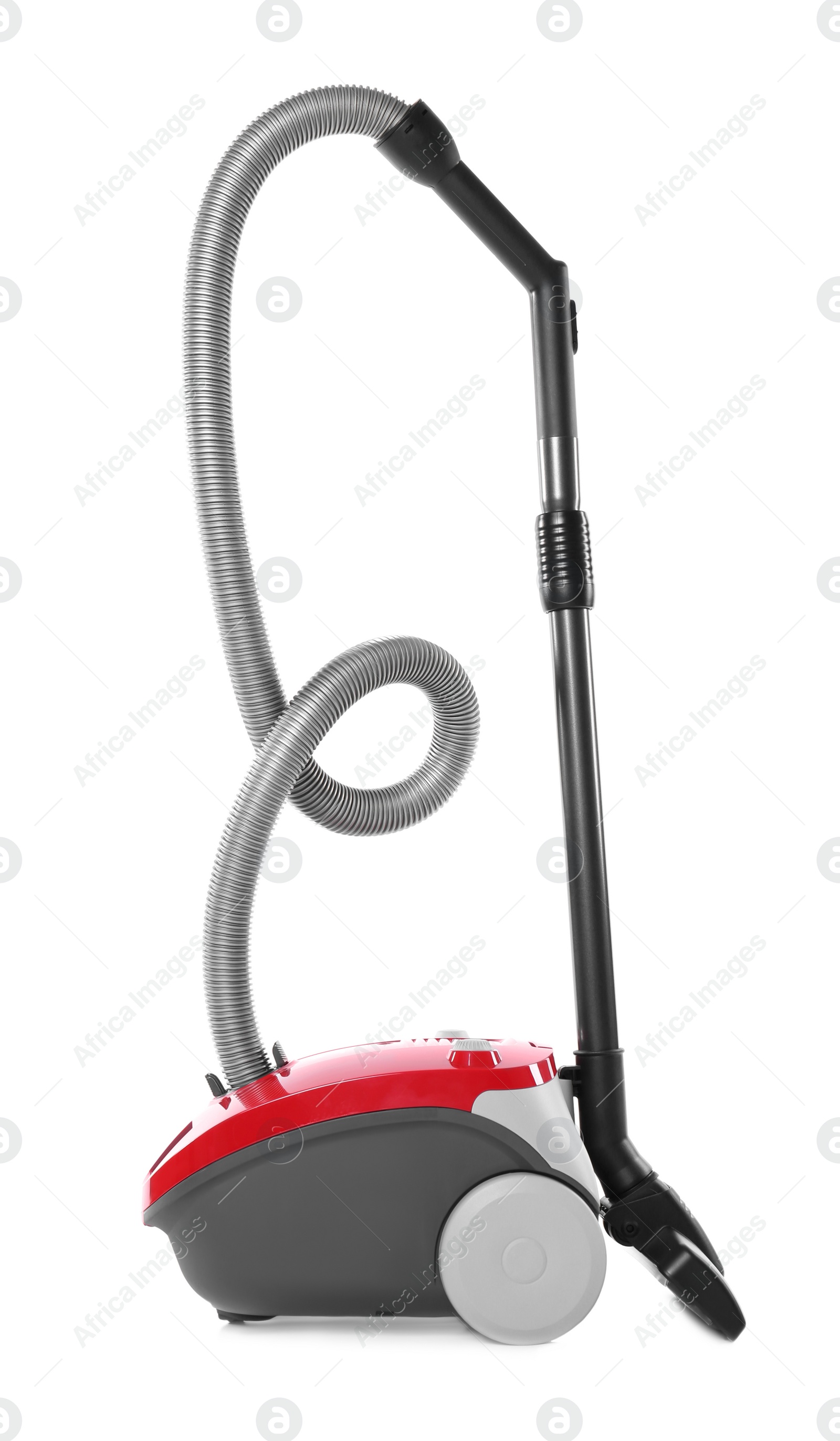 Photo of Modern red vacuum cleaner isolated on white