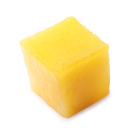 Fresh juicy mango cube on white background