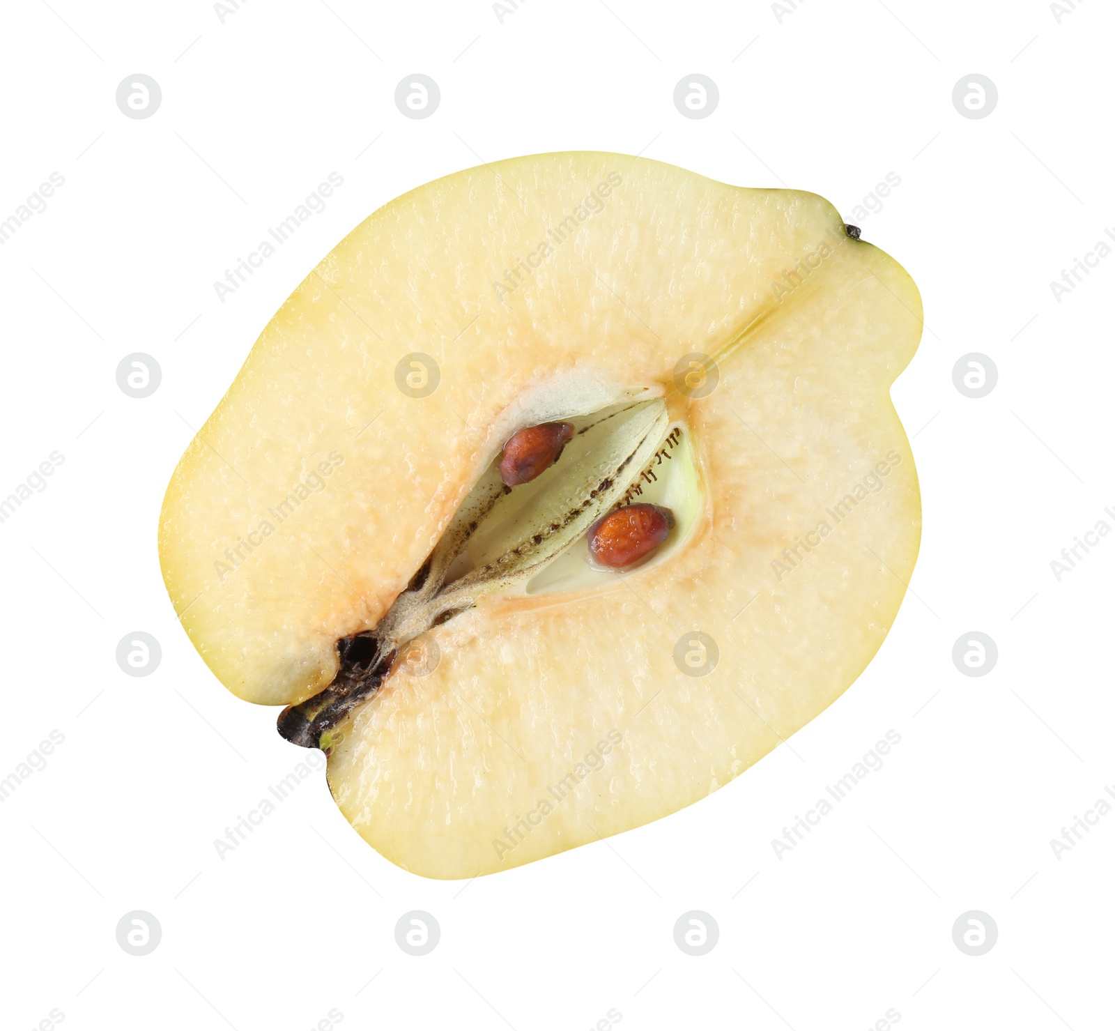 Photo of Half of fresh ripe quince isolated on white