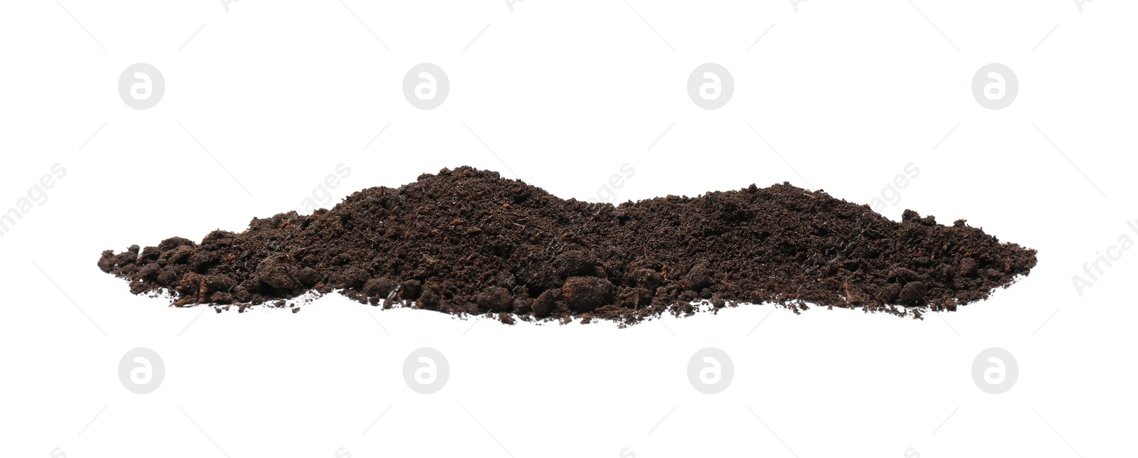 Photo of Pile of soil on white background. Fertile ground