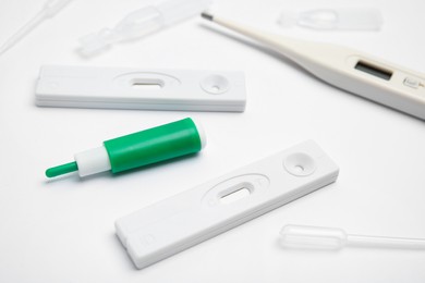 Disposable express test kit for hepatitis on white background