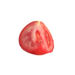 Photo of Piece of ripe red tomato on white background