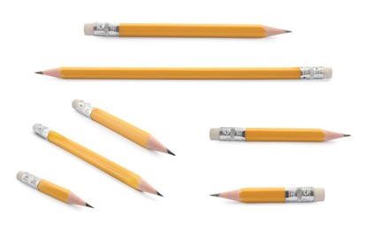Image of Sharp graphite pencils isolated on white, set