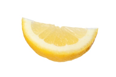 Photo of Cut fresh juicy lemon on white background