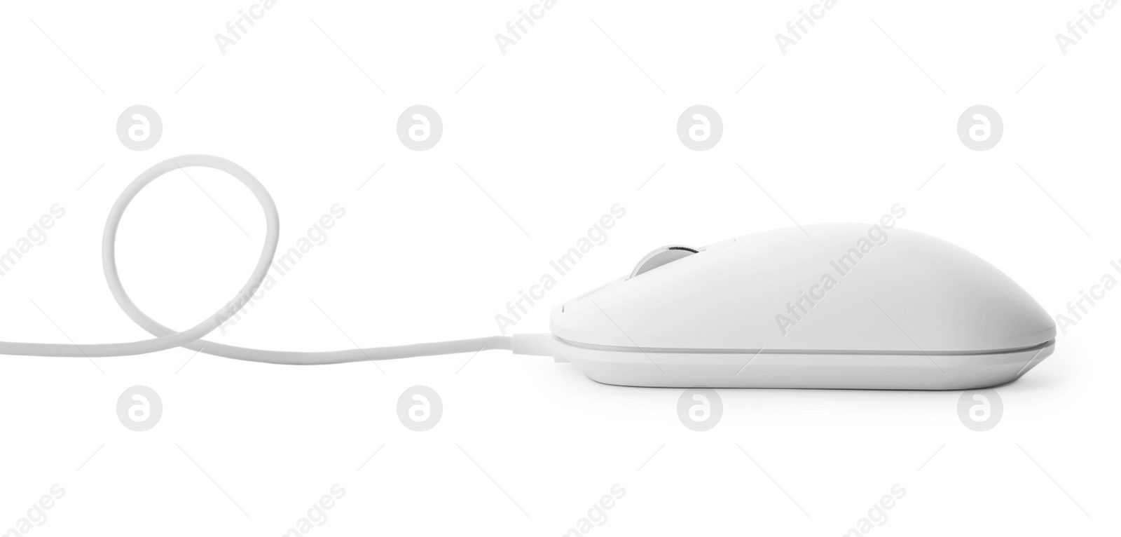 Photo of Modern wired optical mouse isolated on white