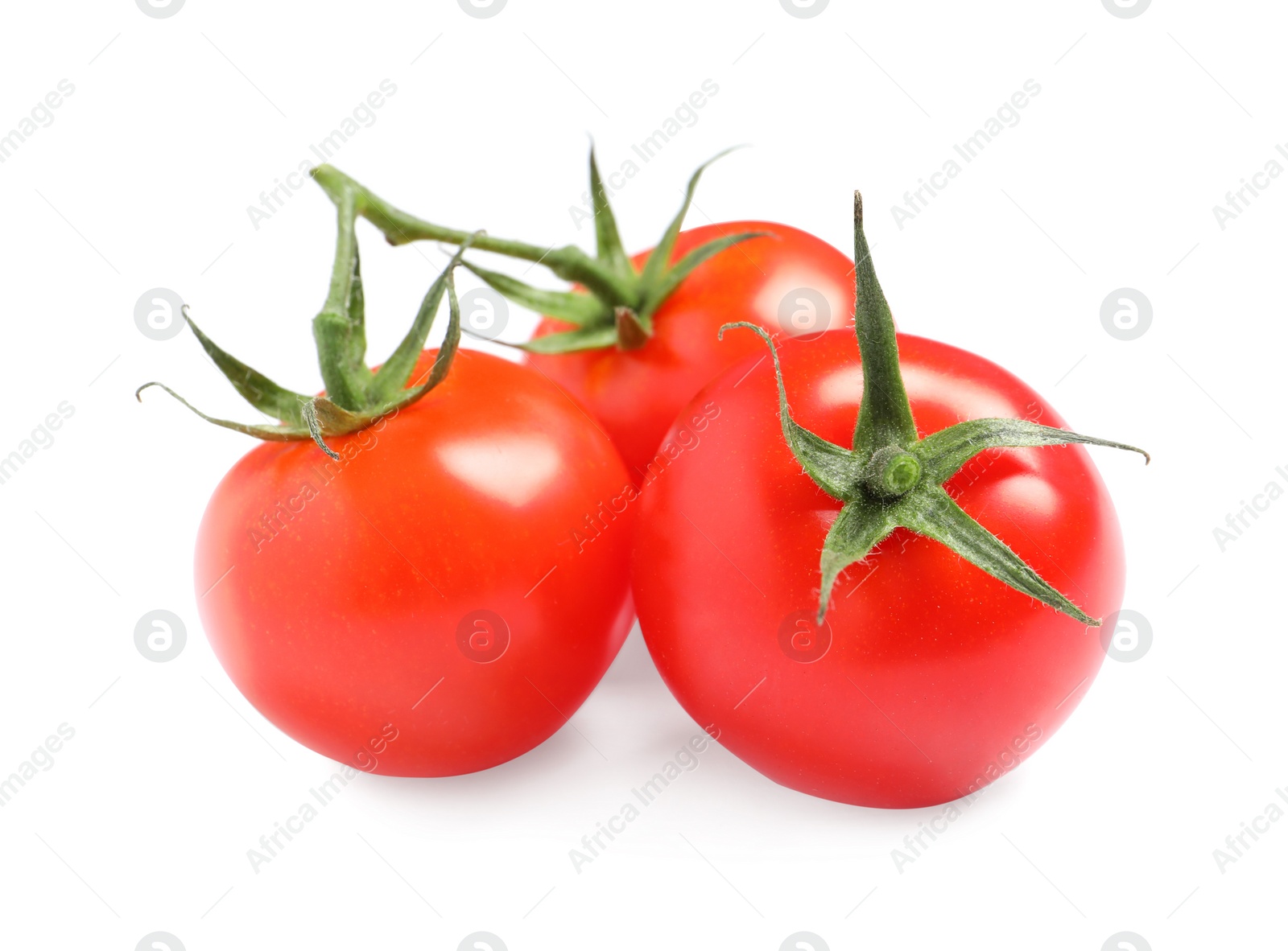 Photo of Fresh organic cherry tomatoes isolated on white