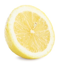 Photo of Half of lemon isolated on white. Citrus fruit