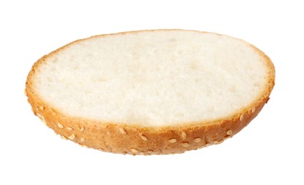 Half of fresh burger bun isolated on white