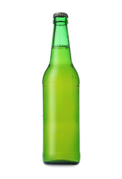 Photo of Green bottle of beer isolated on white