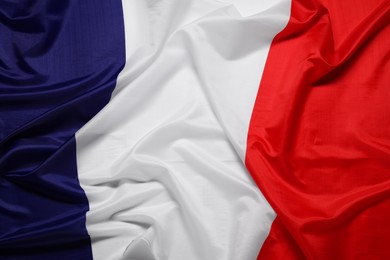 Flag of France as background, top view