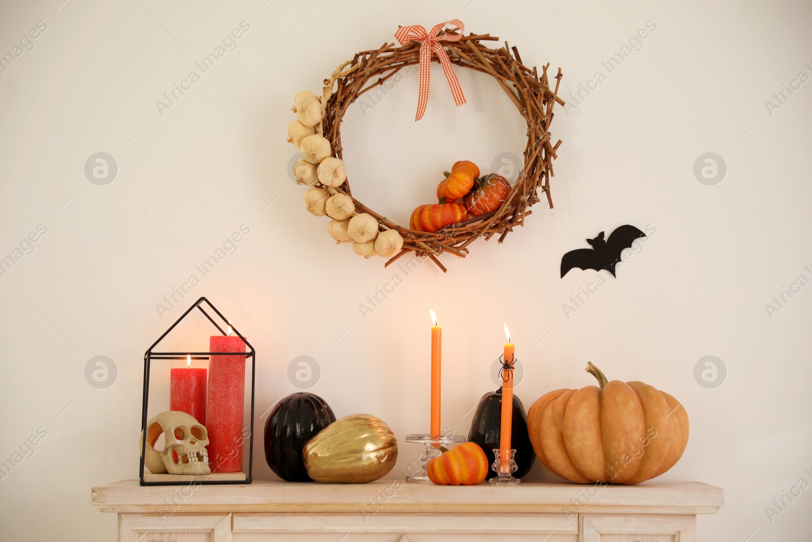 Photo of Halloween decor in room. Idea for festive interior