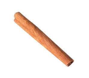 Photo of One aromatic cinnamon stick isolated on white