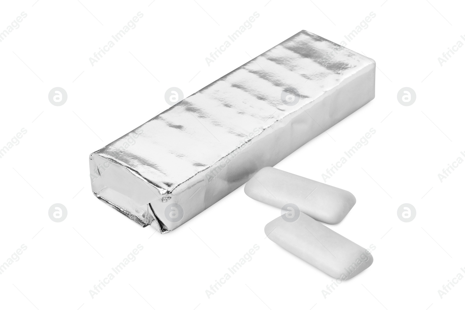 Photo of Pack with chewing gums on white background