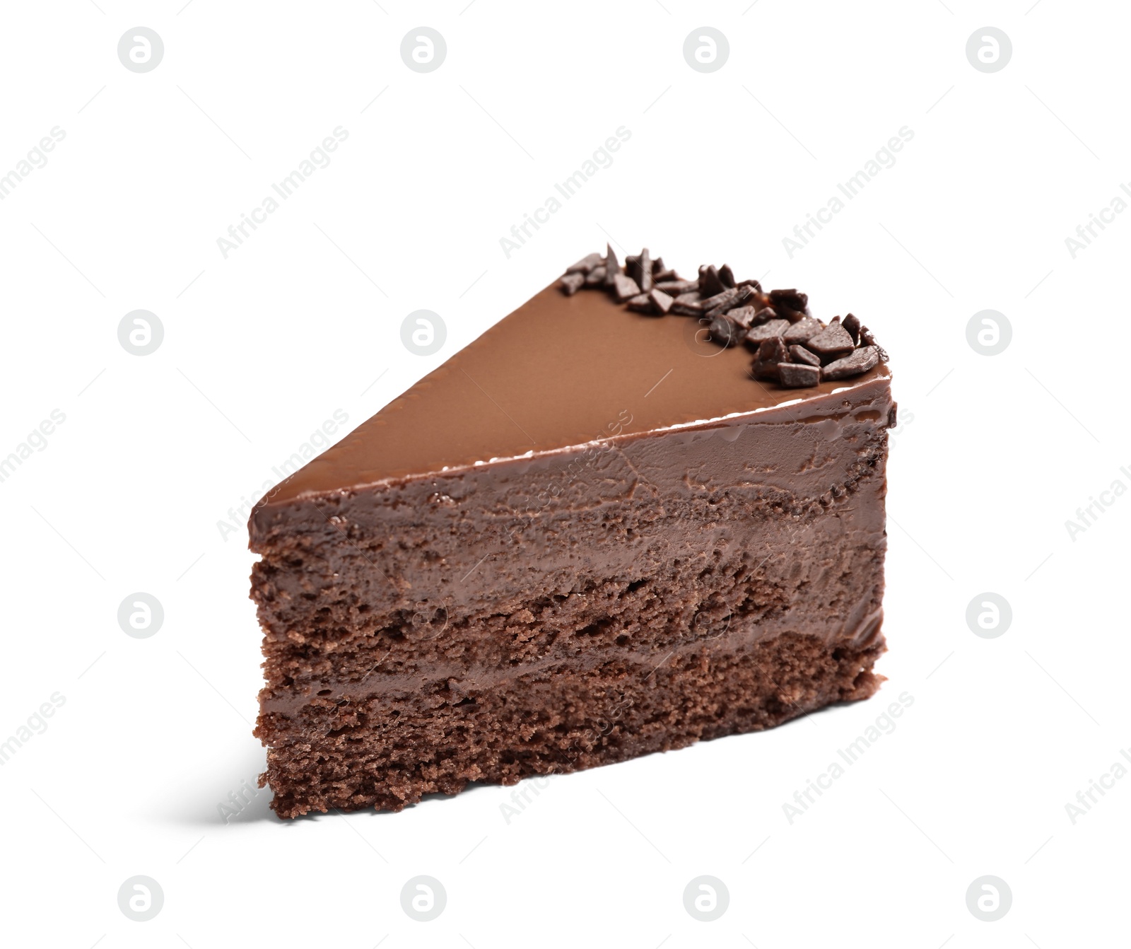 Photo of Delicious fresh chocolate cake isolated on white