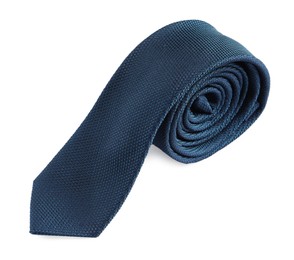 One blue necktie isolated on white. Men's accessory