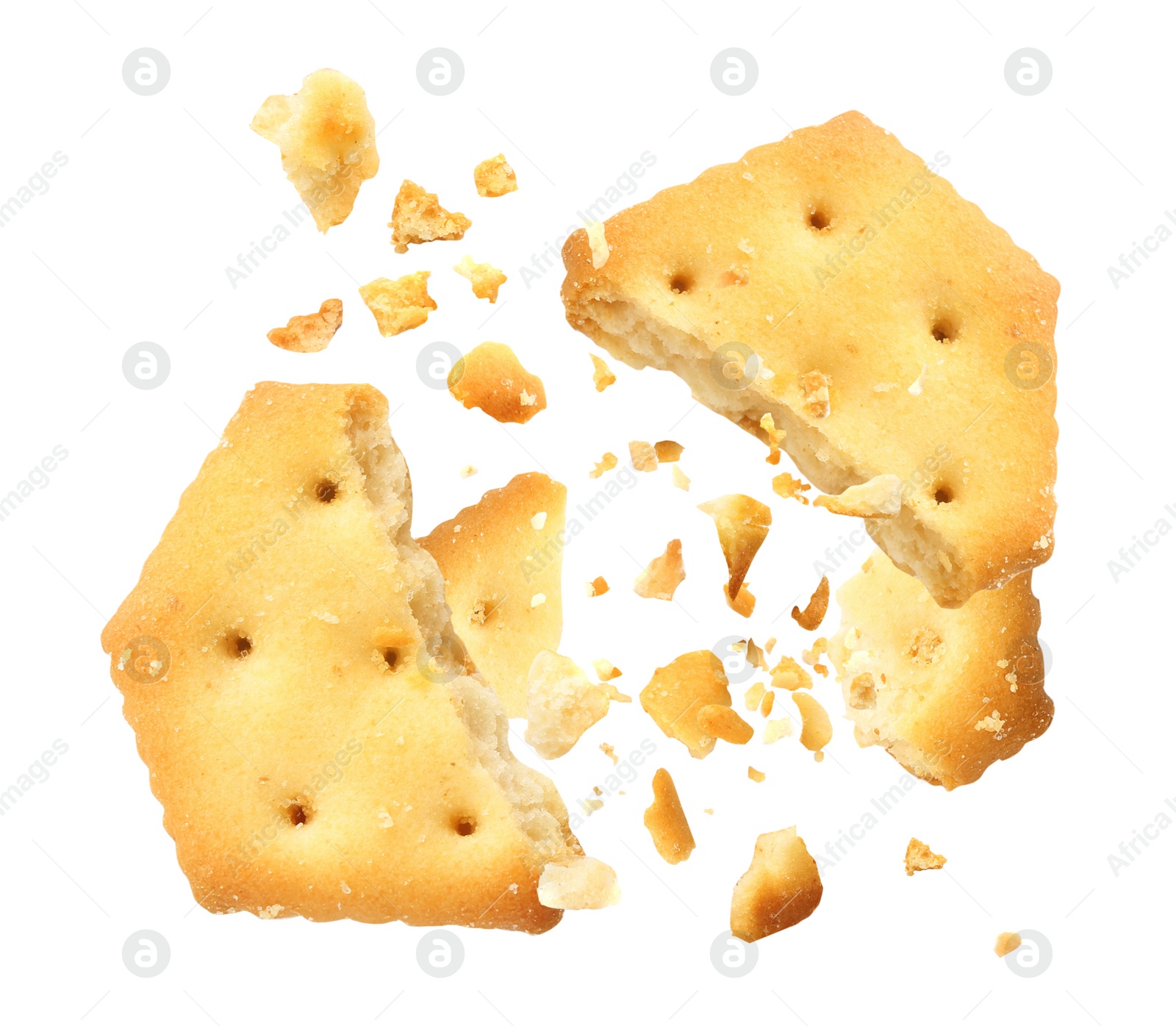 Image of Crushed cracker and crumbs on white background