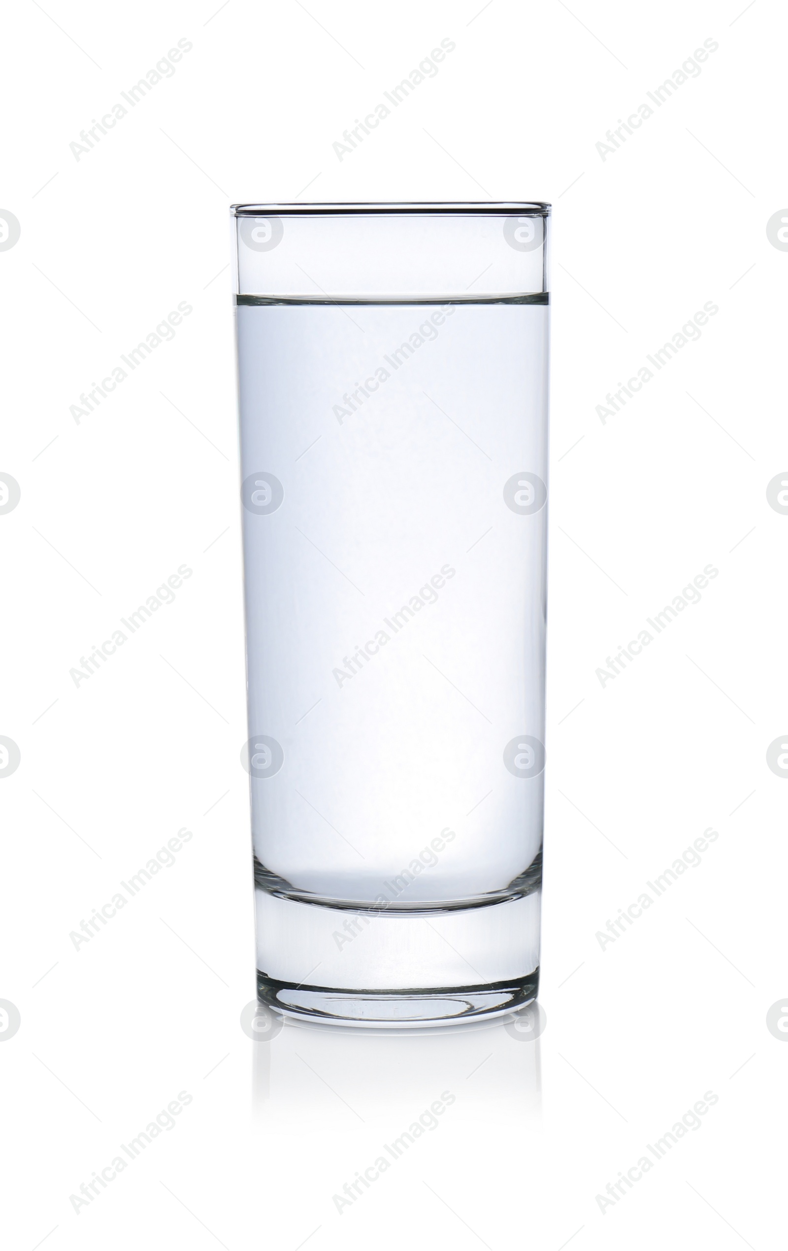 Photo of Full glass of water on white background