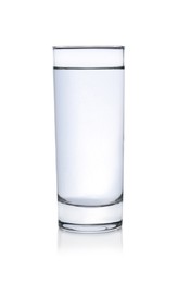 Full glass of water on white background