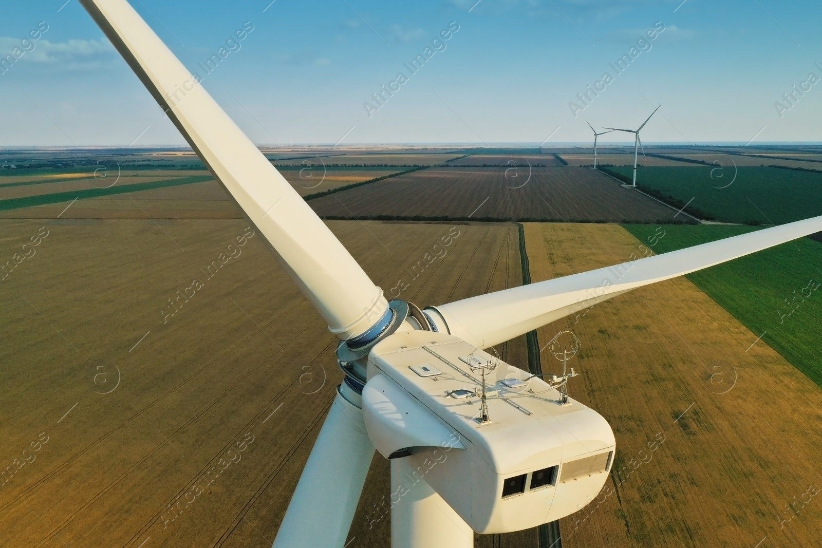 Image of Modern wind turbine, closeup. Alternative energy source