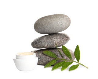 Composition with spa stones on white background