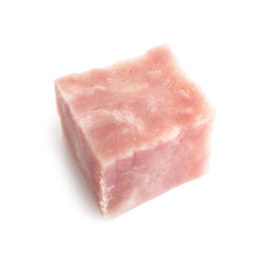 Photo of Cube of tasty fresh ham isolated on white