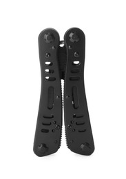 Photo of Compact portable multitool with black handles isolated on white