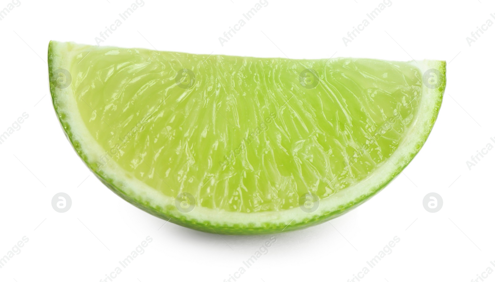 Photo of Slice of fresh green ripe lime isolated on white