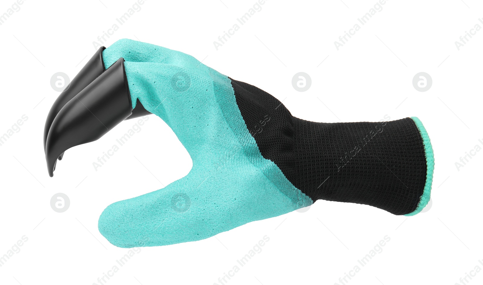 Image of One gardening glove with claws isolated on white