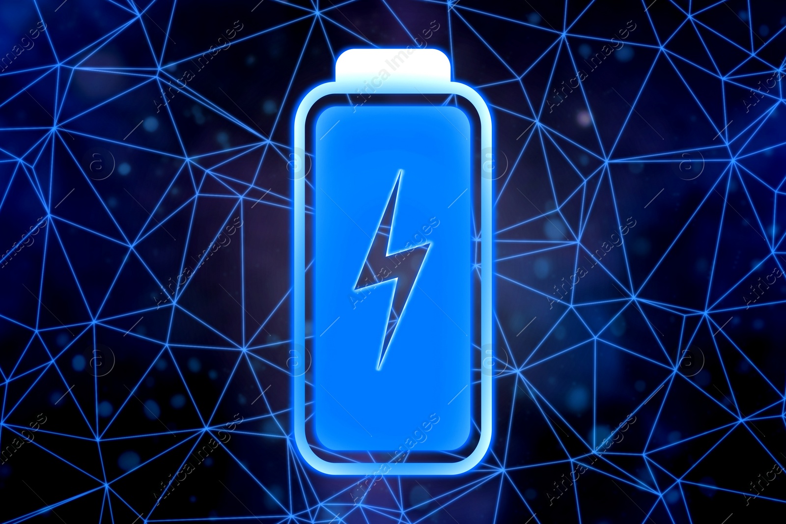 Illustration of Fully charged battery on dark background. Illustration